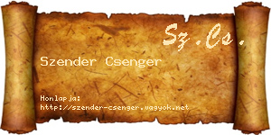 Szender Csenger névjegykártya